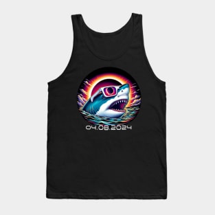 Shark Wearing Eclipse Glasses Funny Solar Eclipse 04-08-2024 Tank Top